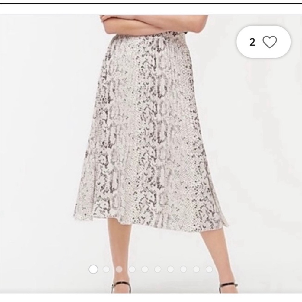 Gently worn J Crew snake skin print pleated skirt, 8 petite